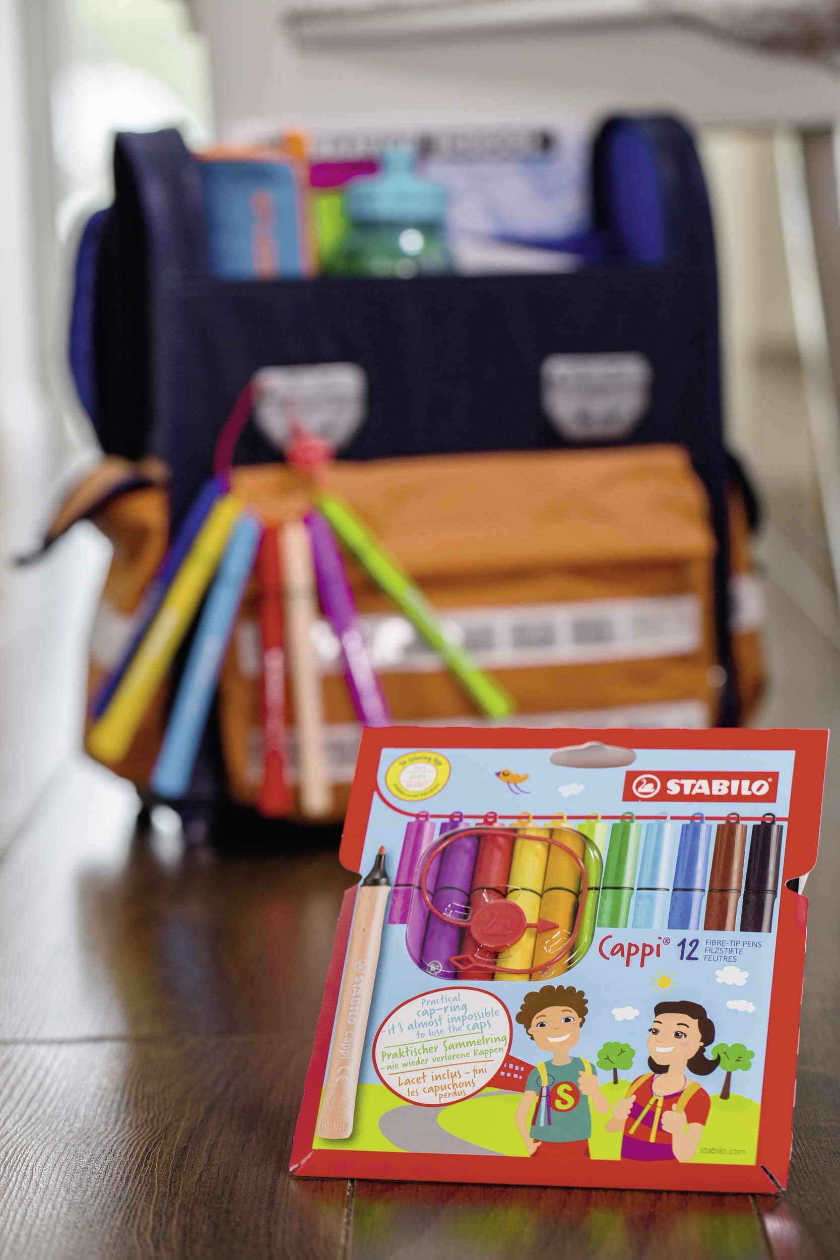 Fiber-Tip Pen with Cap-Ring - STABILO Cappi - Pack of 12 - Assorted Colors + 1 Cap-Ring - Image 8