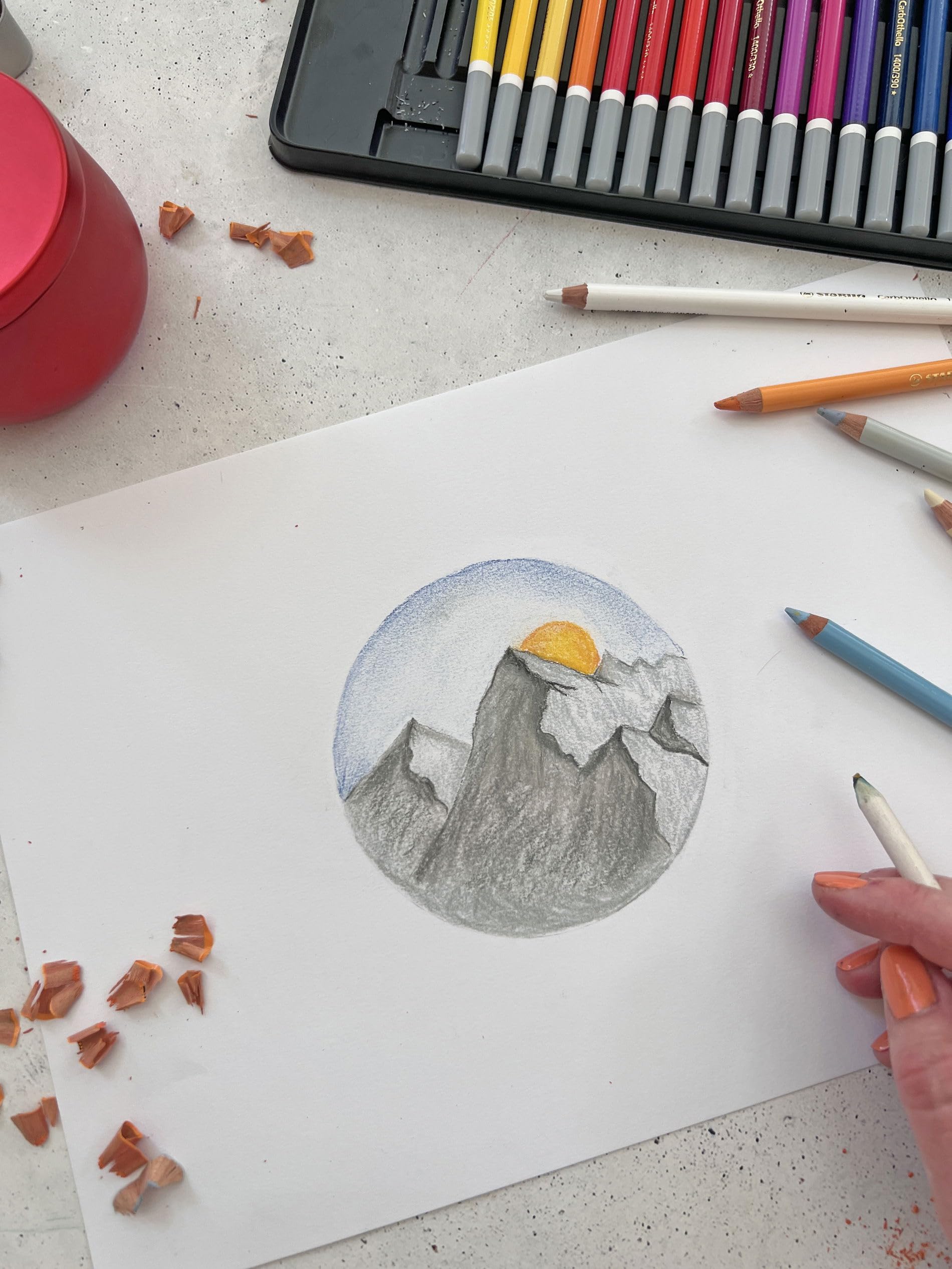 STABILO - CarbOthello - Chalk-Pastel Pencil - ARTY+ - Tin of 48 - Assorted colors with Sharpener, Kneaded Eraser and Blending Stump - Image 7