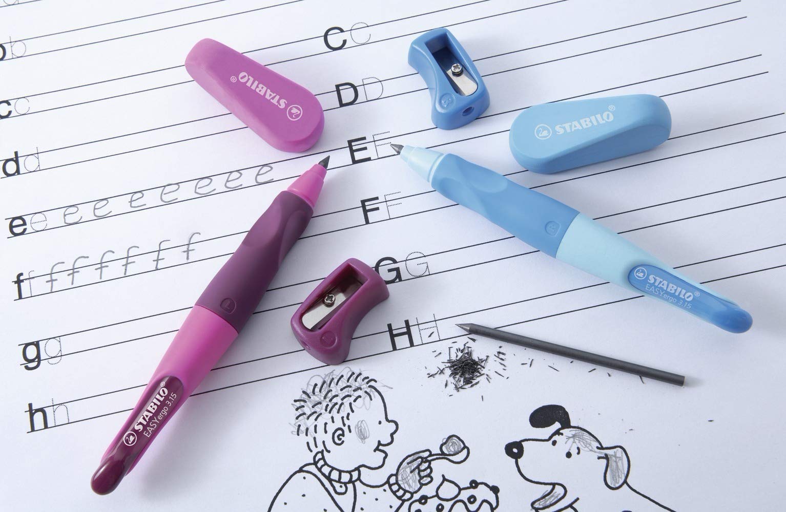 STABILO - EASYergo 3.15 - Ergonomic Mechanical Pencil - Right-Handed - Pack of 1 - Light Blue/Dark Blue with Sharpener - Image 8