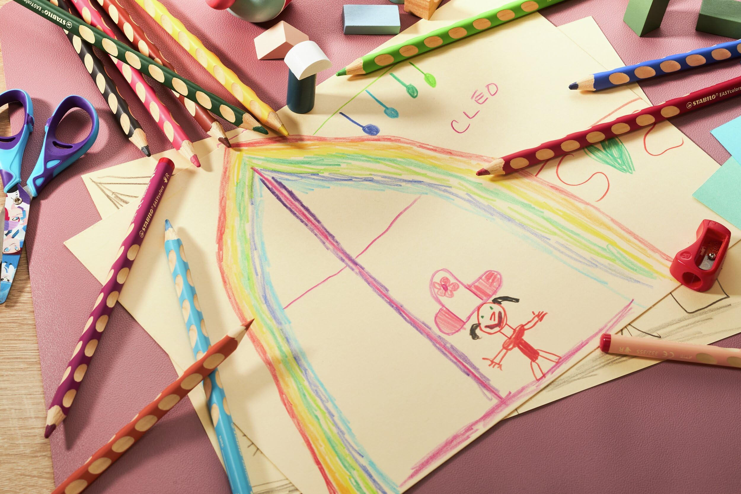 STABILO Ergonomic Coloring Pencil EASYcolors - Right-Handed - Pack of 12 - Assorted Colors with Sharpener - Image 8