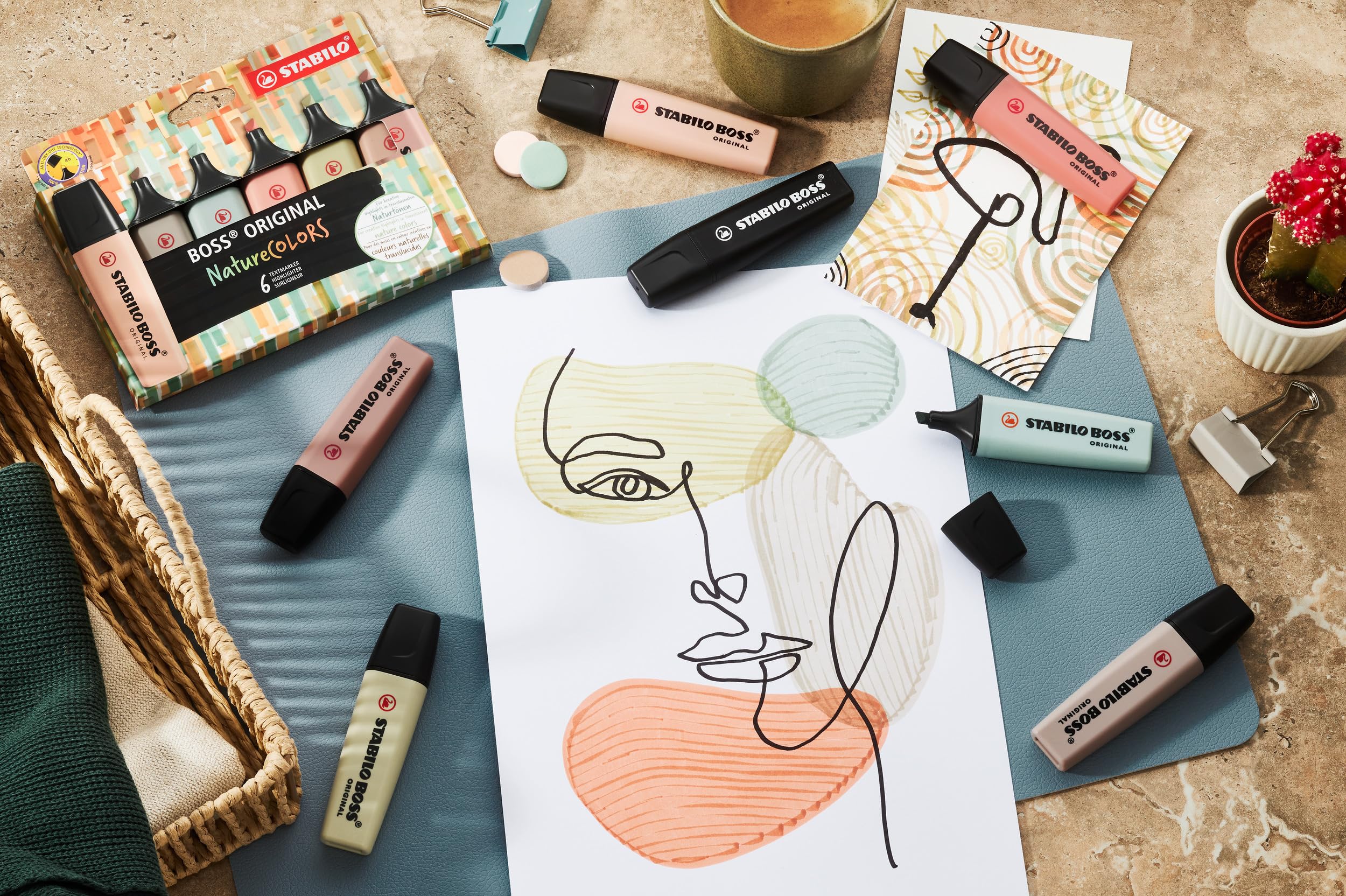 STABILO Highlighter BOSS ORIGINAL NatureCOLORS - Pack of 4 - Beige, Warm Grey, Earth Green, Black - Image 4