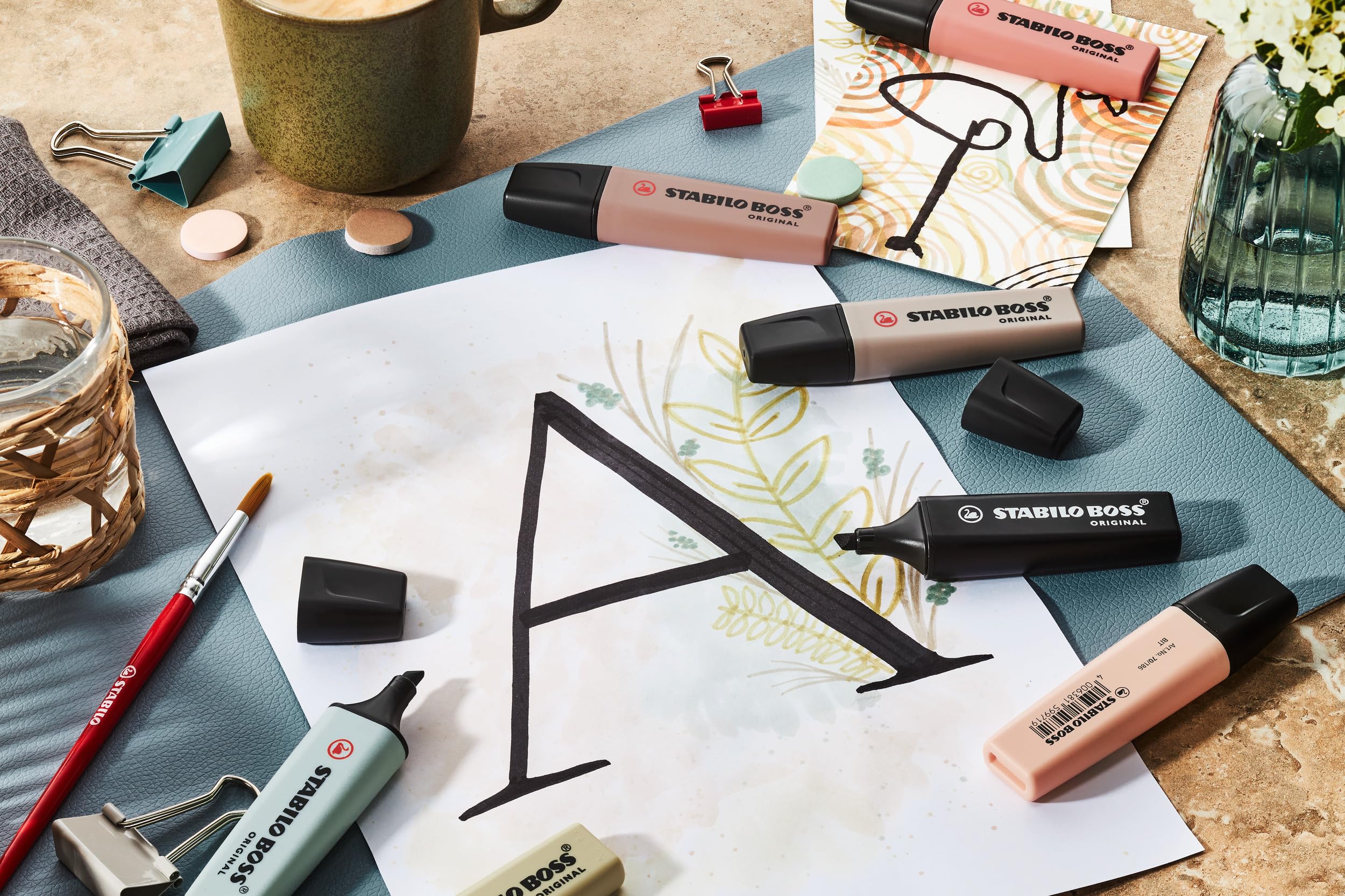 STABILO Highlighter BOSS ORIGINAL NatureCOLORS - Pack of 4 - Beige, Warm Grey, Earth Green, Black - Image 5