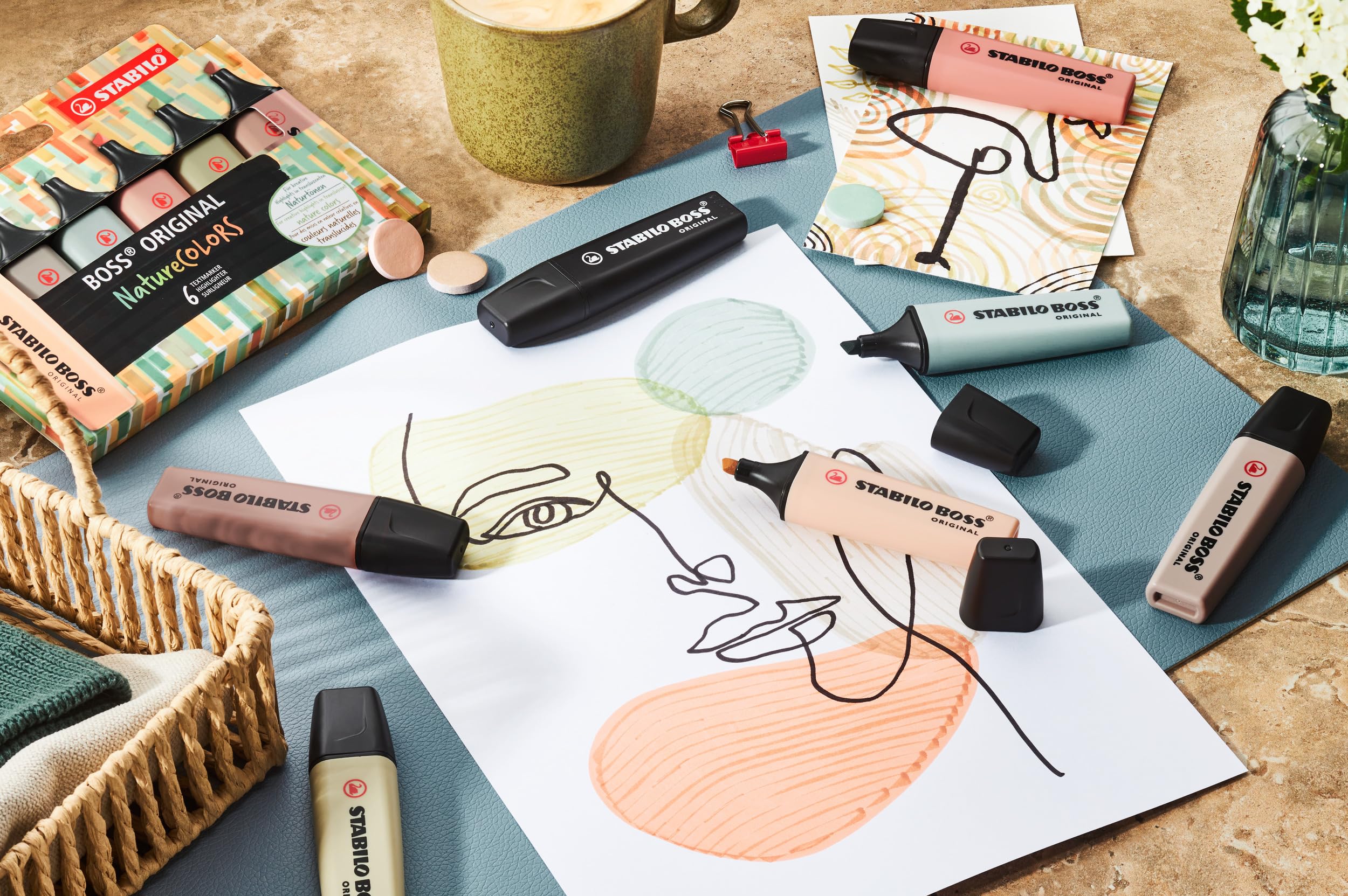 STABILO Highlighter BOSS ORIGINAL NatureCOLORS - Pack of 4 - Beige, Warm Grey, Earth Green, Black - Image 6