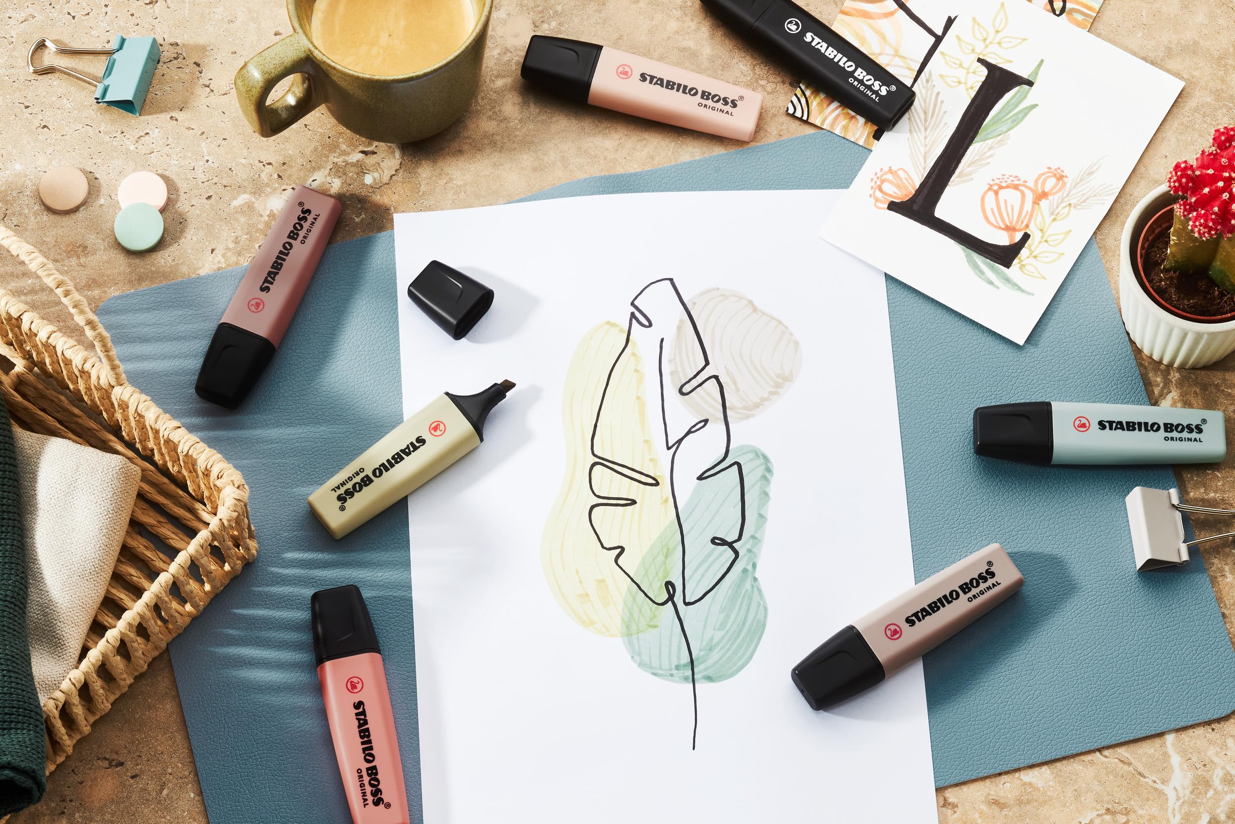 STABILO Highlighter BOSS ORIGINAL NatureCOLORS - Pack of 4 - Beige, Warm Grey, Earth Green, Black - Image 7