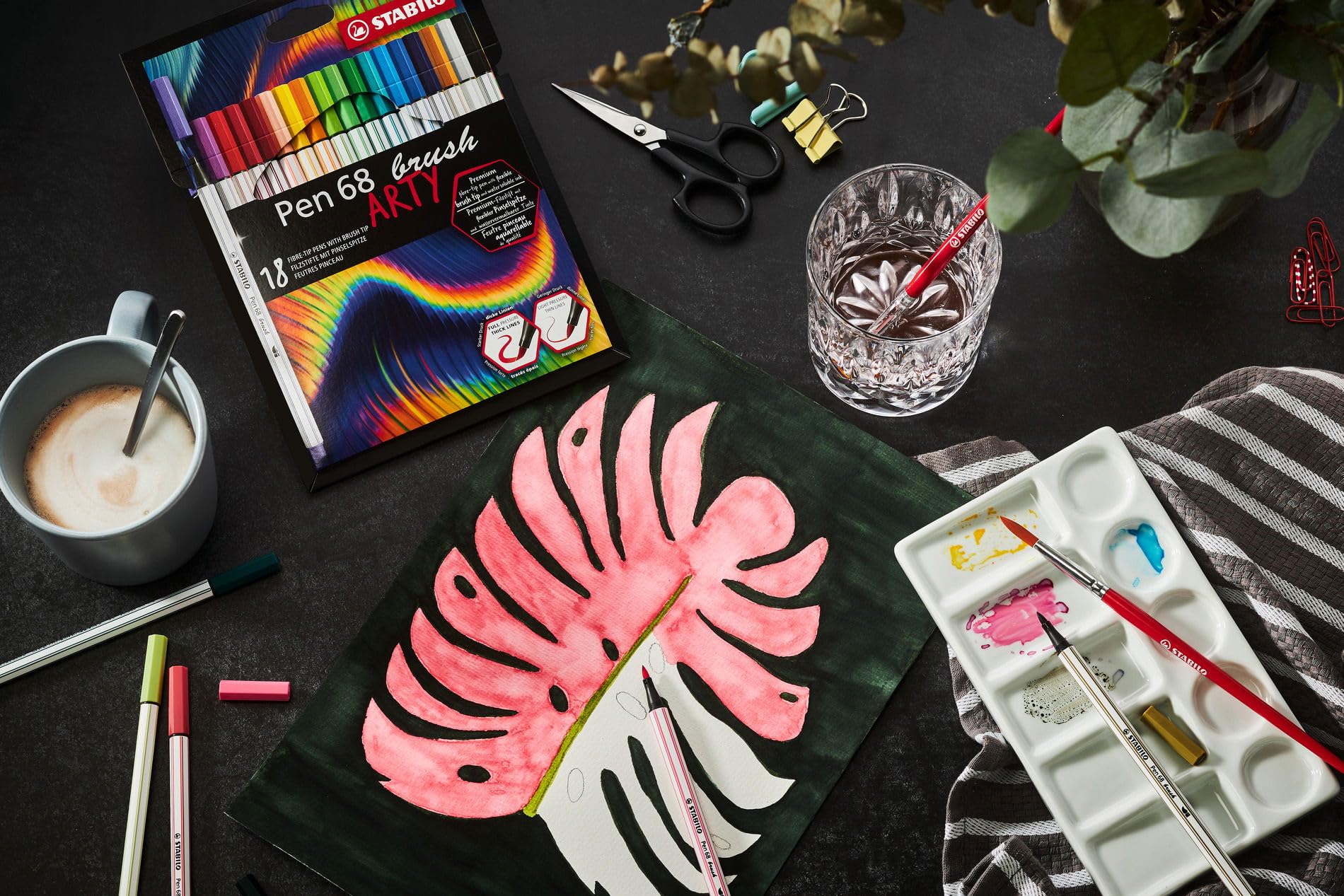 STABILO - Pen 68 brush - Premium Fibre-Tip Pen with Brush Tip - ARTY - Pack of 30 - Assorted colors - Image 5