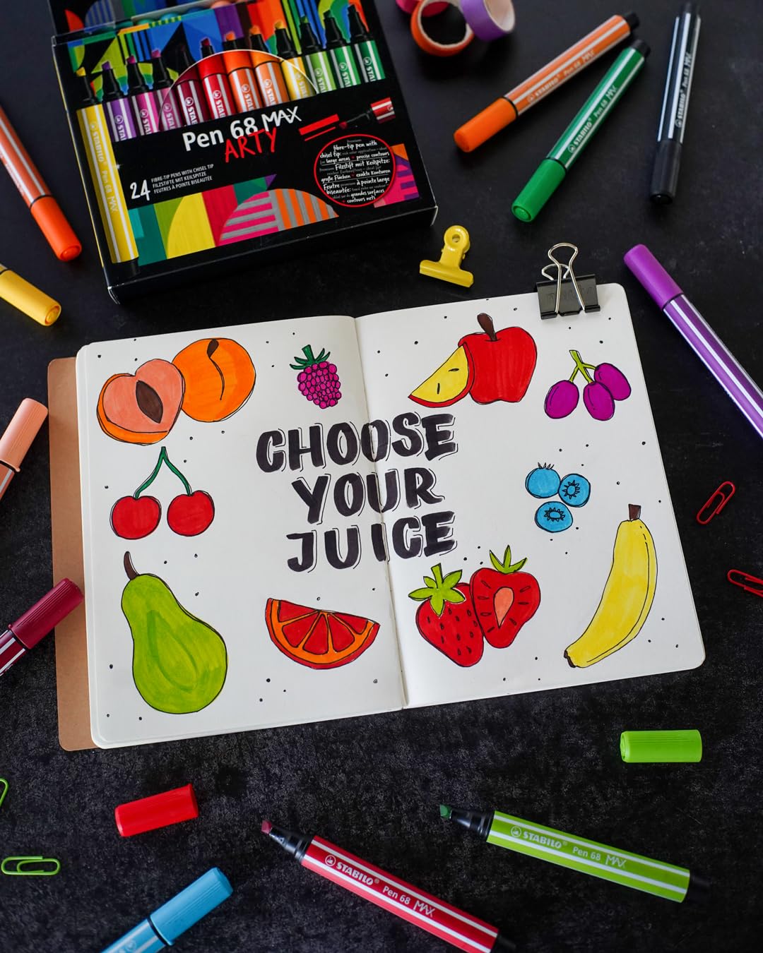 STABILO - Pen 68 MAX - Premium Fibre-Tip Pen with Chisel Tip - ARTY - Pack of 12 - Assorted colors - Image 5