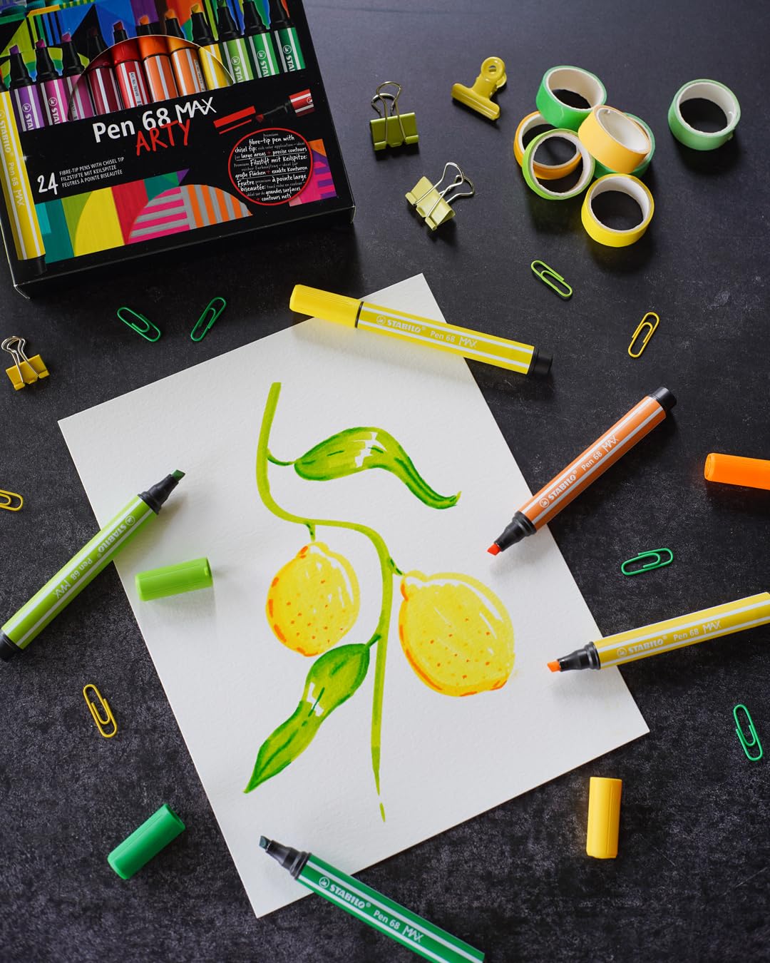 STABILO - Pen 68 MAX - Premium Fibre-Tip Pen with Chisel Tip - ARTY - Pack of 12 - Assorted colors - Image 6