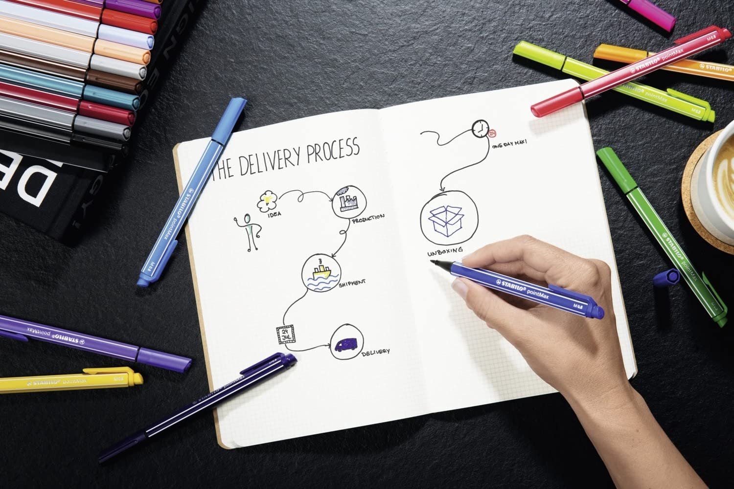 STABILO pointMax felt-tip pen, medium tip, light grey ink, grey - Image 6