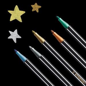 STABILO Premium Metallic Fiber-Tip Pen Pen 68 metallic - Pack of 6 - Coloring Felt Tip Marker, Fine Point, 1mm Tip - Image 8