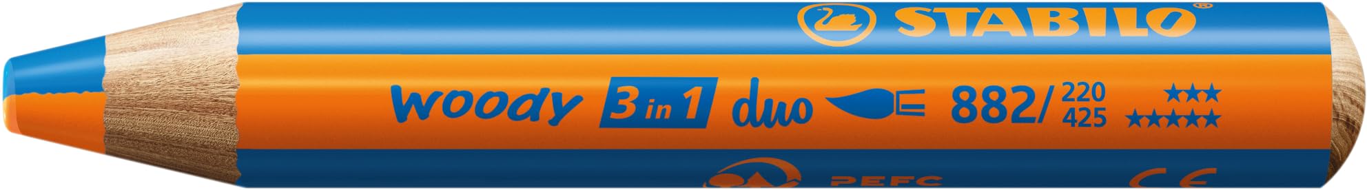 STABILO - woody 3-in-1 duo - Multi-Talented Pencil - Pack of 6 - Assorted colors with Sharpener - Image 3