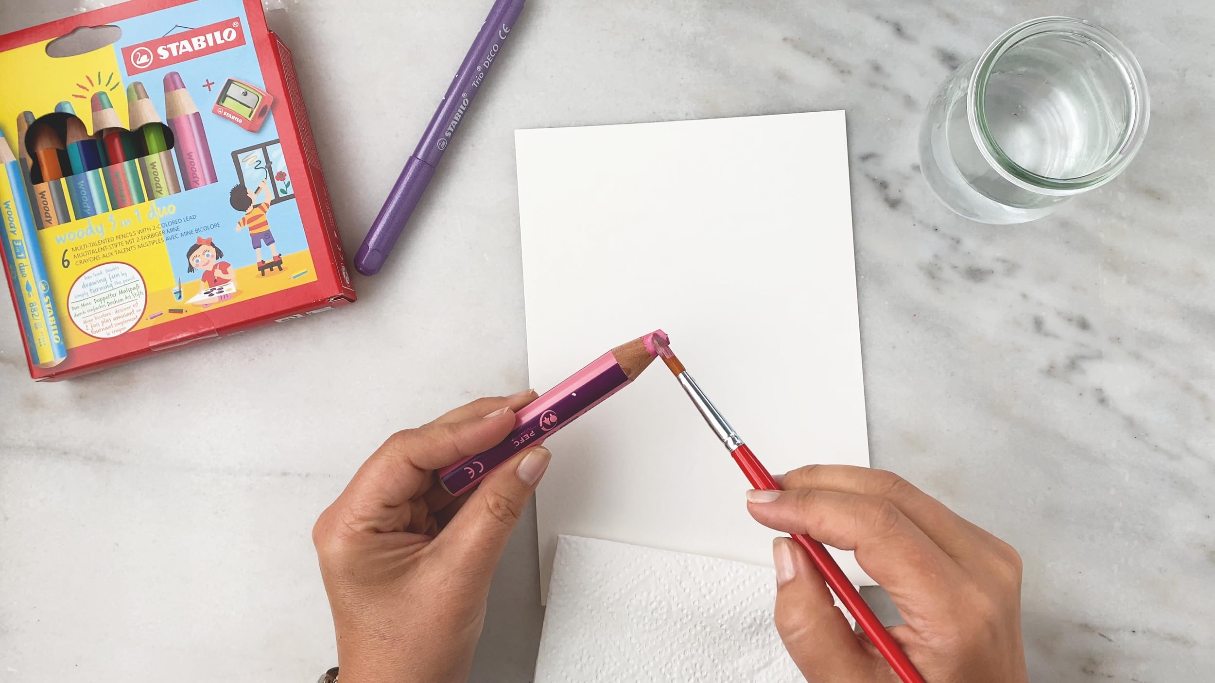 STABILO - woody 3-in-1 duo - Multi-Talented Pencil - Pack of 6 - Assorted colors with Sharpener - Image 5