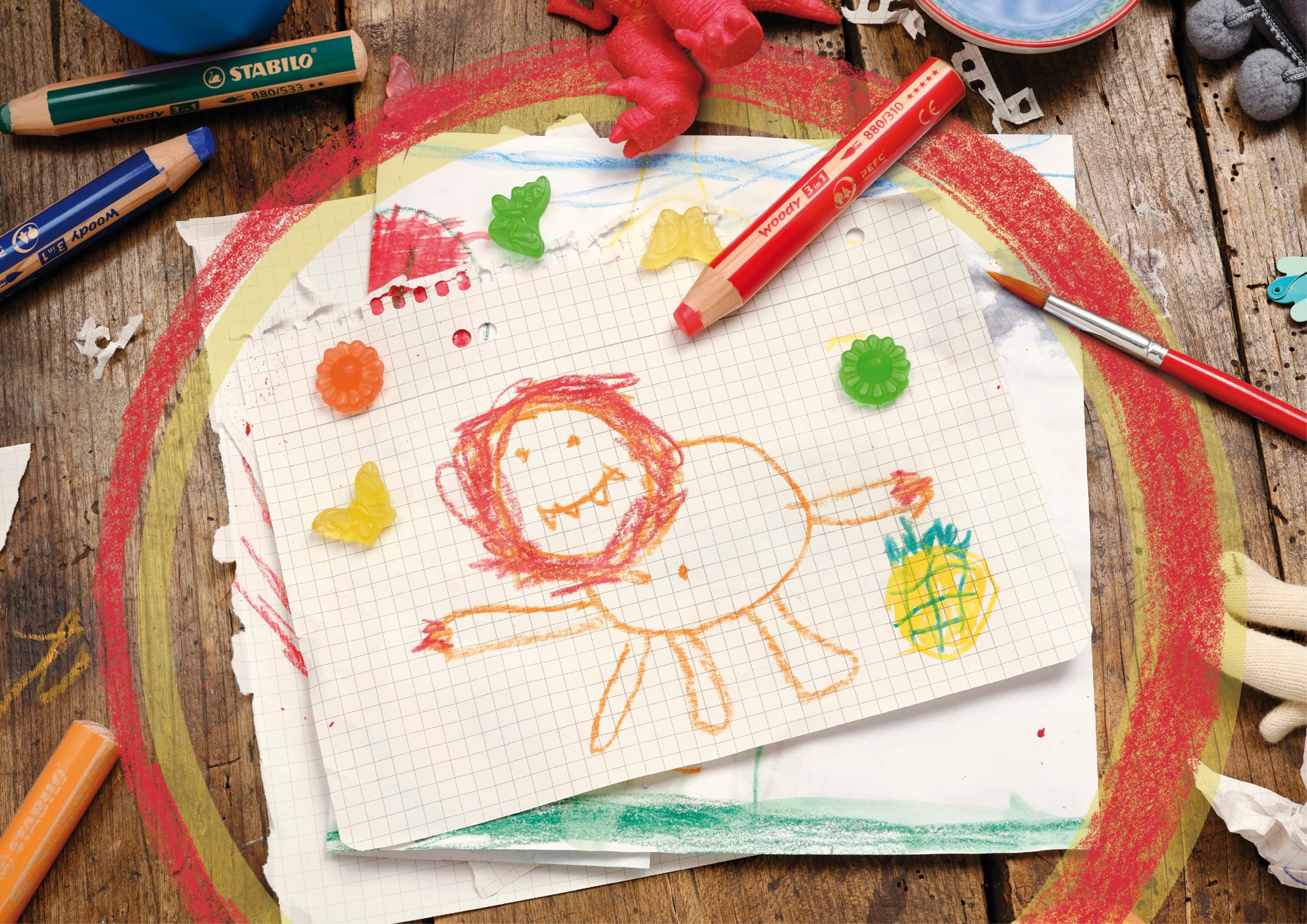 STABILO - woody 3-in-1 - Multi-Talented Pencil - Pack of 6 - Assorted Pastel colors with Sharpener - Image 4